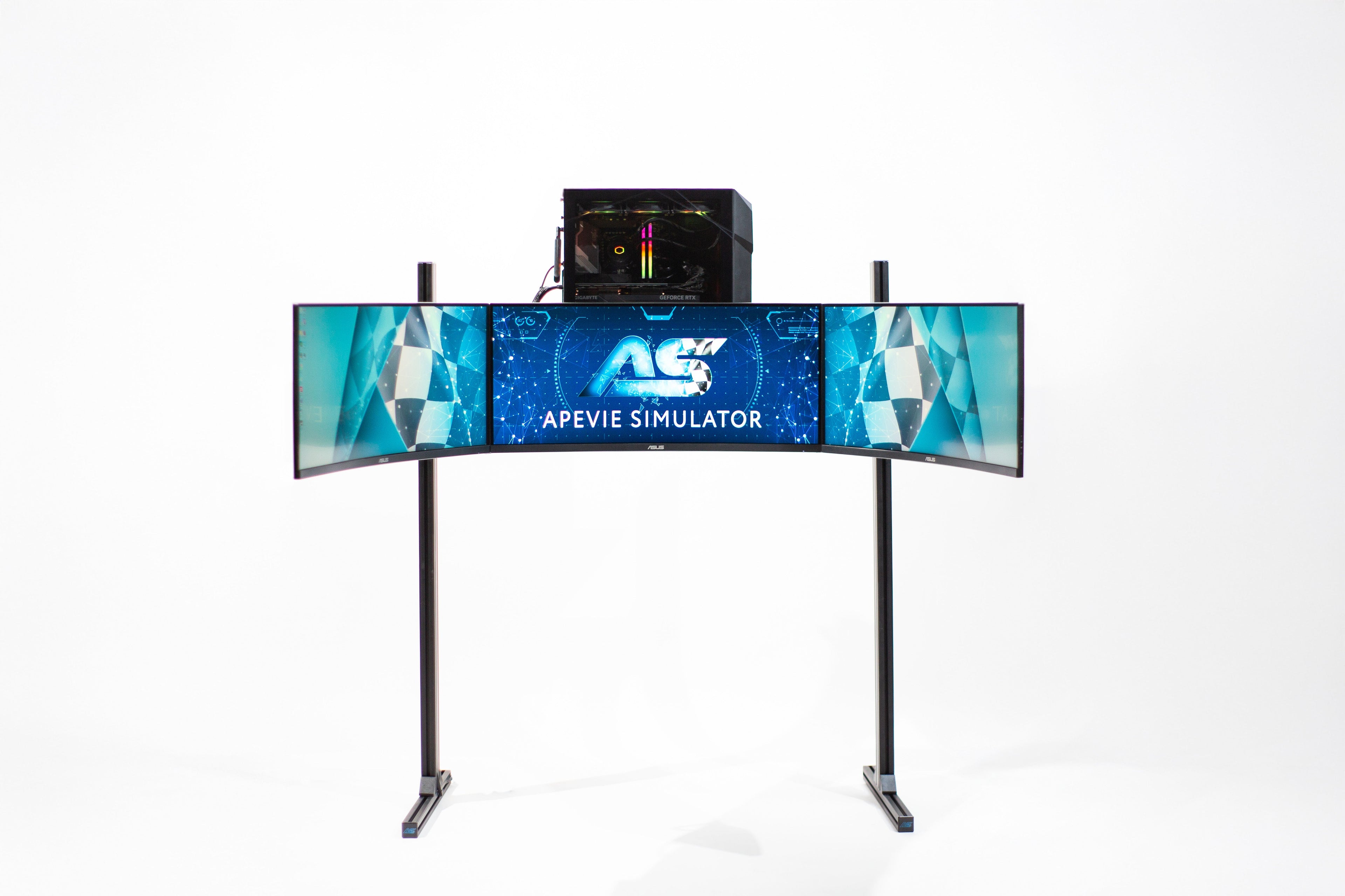 Apevie Simulator External Triple Monitor Stand up to 34" Monitor or TV